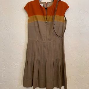 EUC Akris Punto Wool Colorblock Pleated Dress